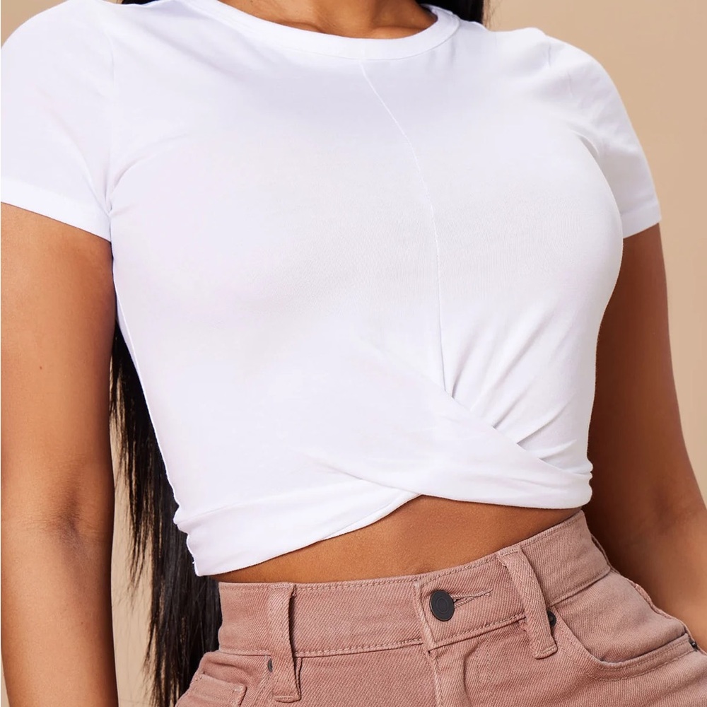 Fashion Nova White Twist Detail Crop Top